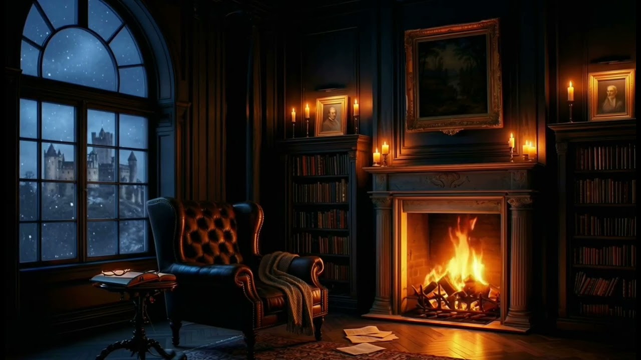 🔥 Relaxing Fireplace Crackling | Calm Night Ambience 🌙