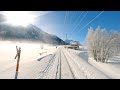  4k  landquart  vereina  st moritz snow cab ride switzerland 012021 fhrerstandsmitfahrt