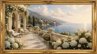 Italian Coast Terrace TV Art 4K | Amalfi Sea View Painting Screensaver for Frame TV | 2 Hours