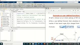 Writing and calling a user defined functions in MATLAB