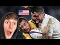 American Reacts to CRAZY RUGBY HITS *first time*