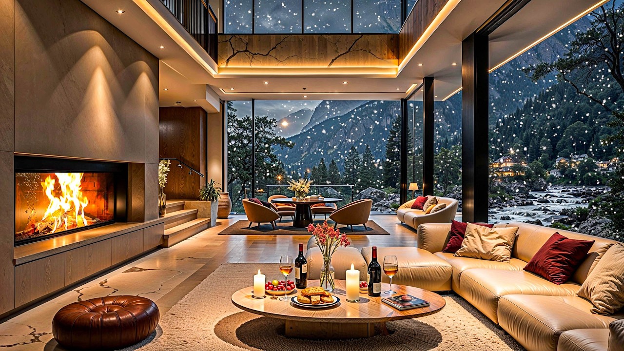 Квартира в зимнюю ночь 🌙 Нежная фортепианная джазовая музыка 🎶 Уютные звуки камина