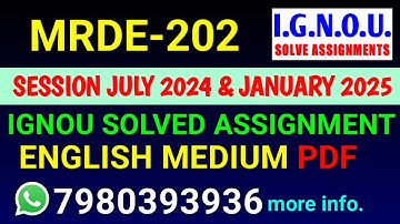 MRDE 202 Solved Assignment 2024-25 English, MRDE 202 Solved Assignment 24-25, MRDE-202 Assignment
