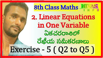 2 Linear Equations in One Variable | Exercise - 2.5 | P2 | Q2 - Q5 | 8th Claass Maths | Chapter - 2