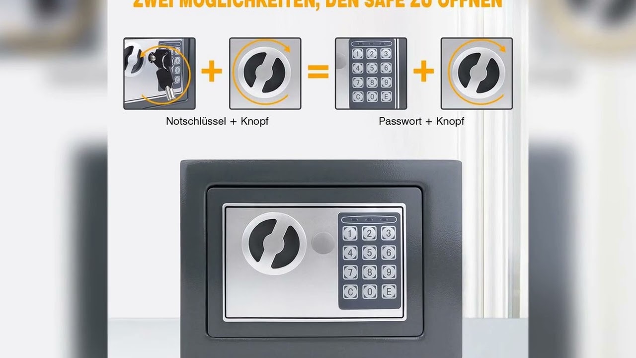A must-have product! BRIEFNESS Grey digital safe Valuables security safe Electronic keypad Wall-mo