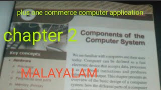 COMPONENTS OF THE COMPUTER SYSTEM | chapter 2 | plus One Computer Application in Malayalam