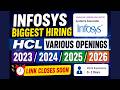 Infosys Biggest Hiring For Freshers | HCL Various Hiring Started Apply Now