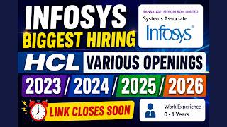 Infosys Biggest Hiring For Freshers | HCL Various Hiring Started Apply Now