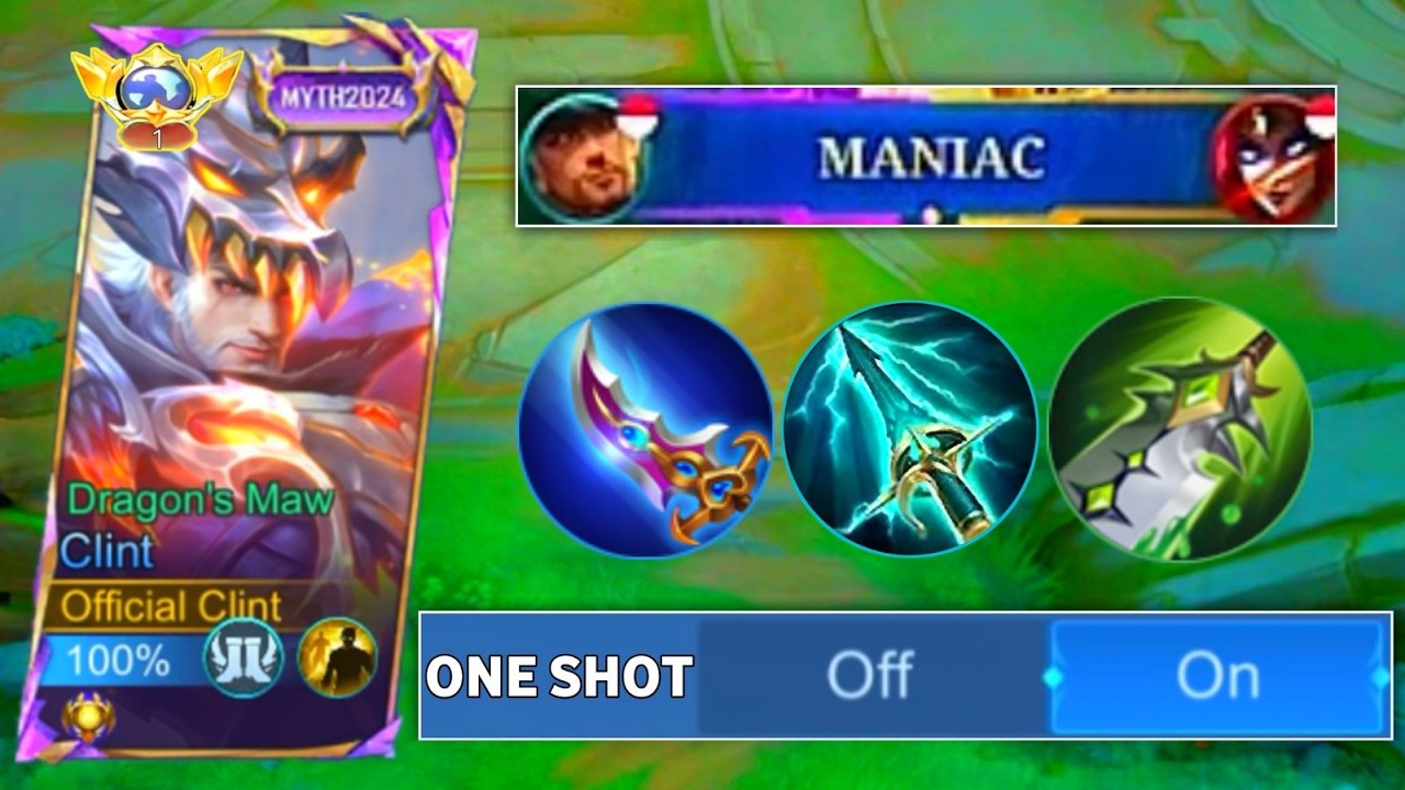 CLINT MANIAC + 23 KILL!! CLINT BUILD & EMBLEM ONE SHOT 2026 (Must Try) - Mobile Legends