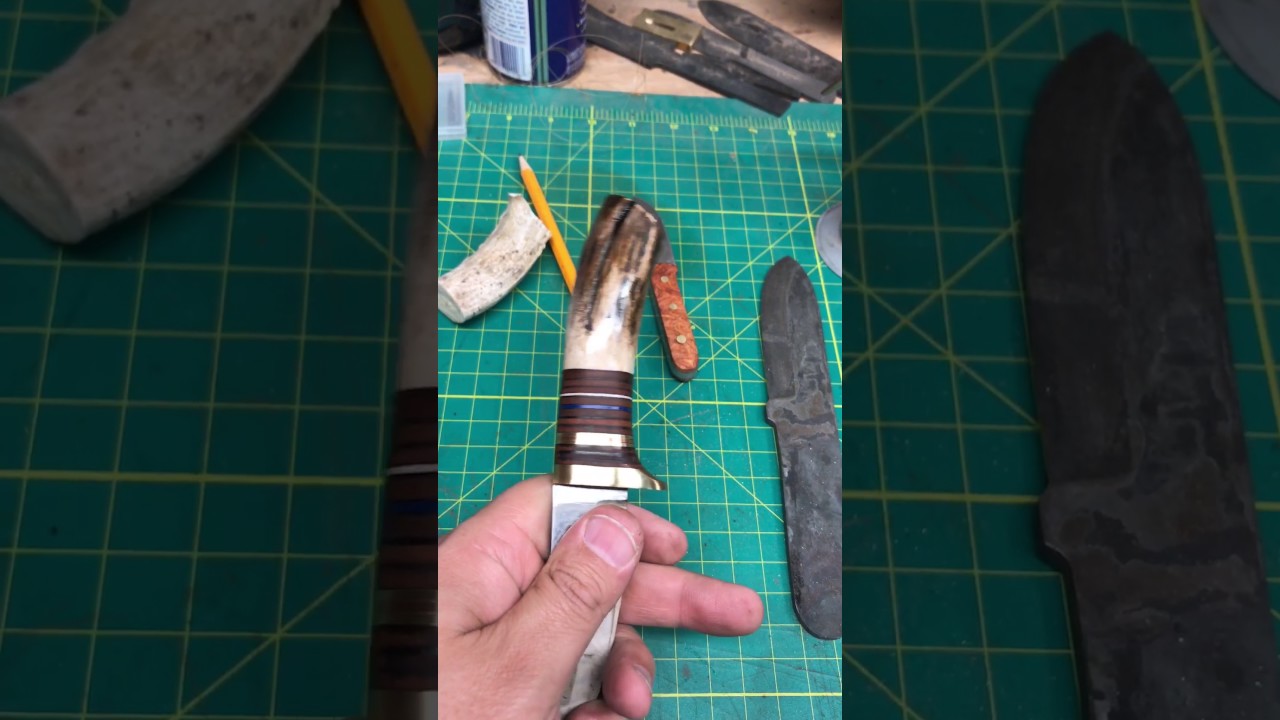 Stacked leather and antler handle YouTube
