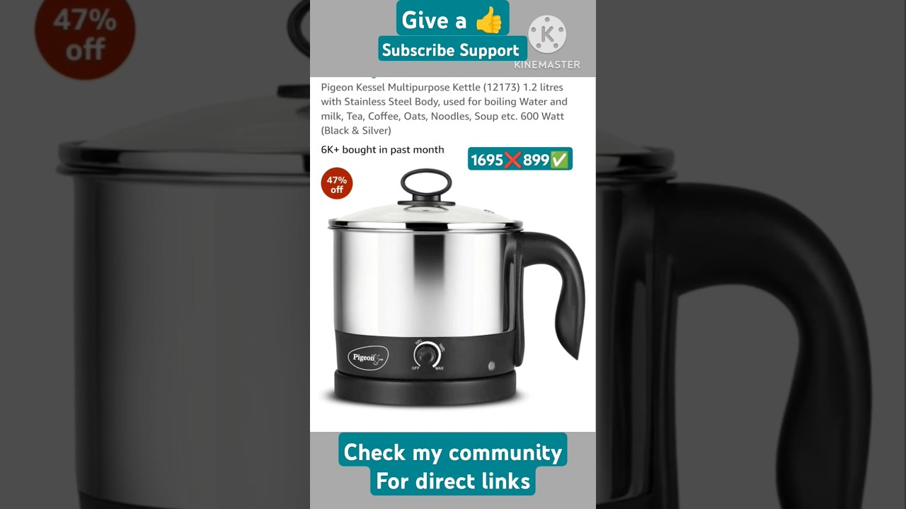 1695❌899✅Pigeon Kessel Multipurpose Kettle (12173) 1.2 litres, used for boiling Water and milk, Tea.