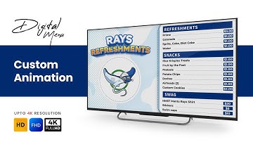 Custom Animation | Horizontal Screen | Digital Menu | Digital Signage | Digital Menu Board