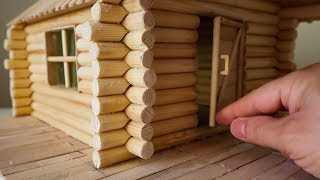 Ahşap Çubuklardan Dağ Evi Yapımı - DIY Mini Log Cabin