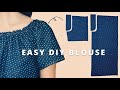 Easy pattern to make elastic neckline off shoulder blouse  summer blouse