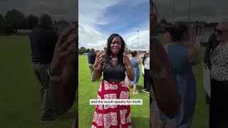 Miatta Fahnbulleh reacts to Andy Burnham's win in Makerfield