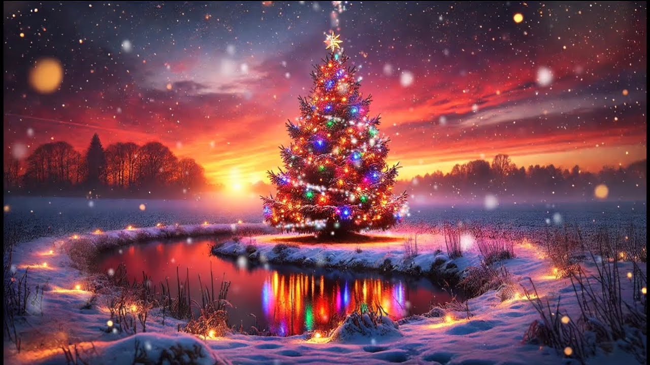Christmas Tree on the Frozen Lake – Relaxing Holiday Ambience (Falling Snow) ✨