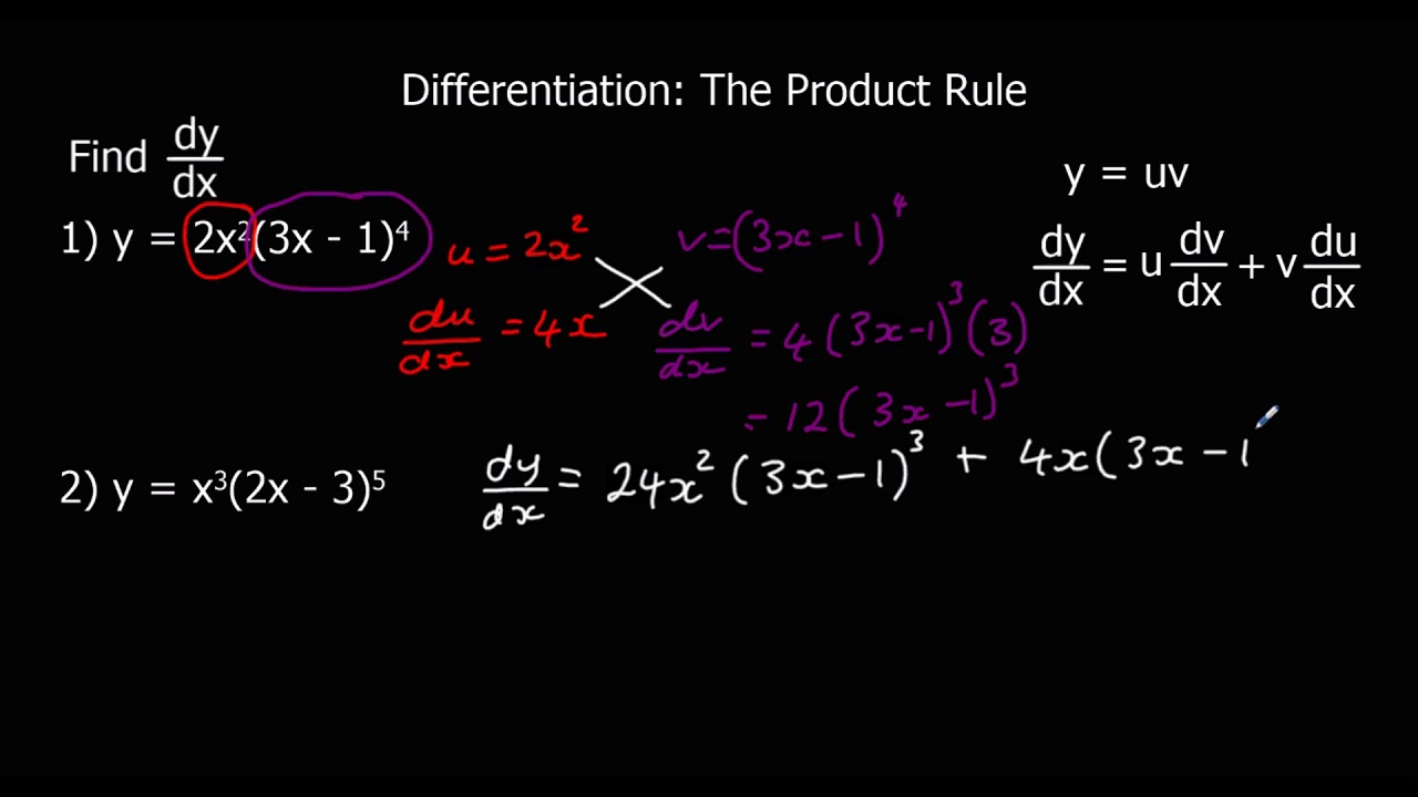 Differentiation The Product Rule Youtube
