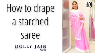 How to drape a starched saree | Dolly Jain pleating a stiff Manipuri saree screenshot 5