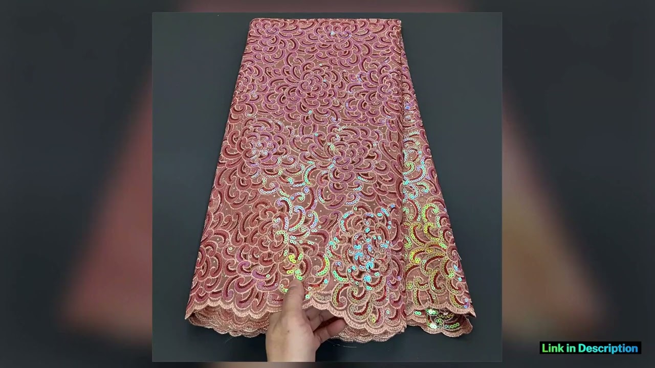 High QualityAfrican Nigerian Sequins Embroidery Tulle Lace Fabric Sewing Beads Stone Prom Dresses