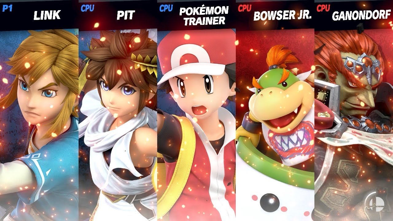 Super Smash Bros. Ultimate - Link, Pit & Pokemon Trainer vs Bowser Jr ...