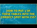 How to put 3 of these tables into the correct spot with CSS? (3 Solutions!!)