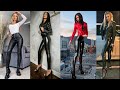 Incredible & glossy faux leather legging designs ideas 2022//skin tight leather pants#leather