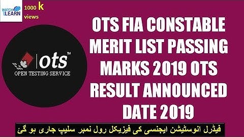 FIA sub-inspector | ASI | Constable | physical test slip | Merit list | 2019 |