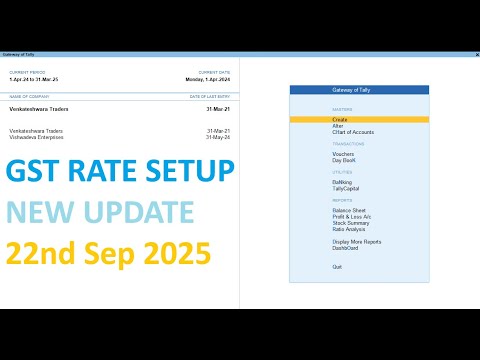 How to change GST Rate in Tally Prime | 22 Sep 2025 | Latest GST Update ...