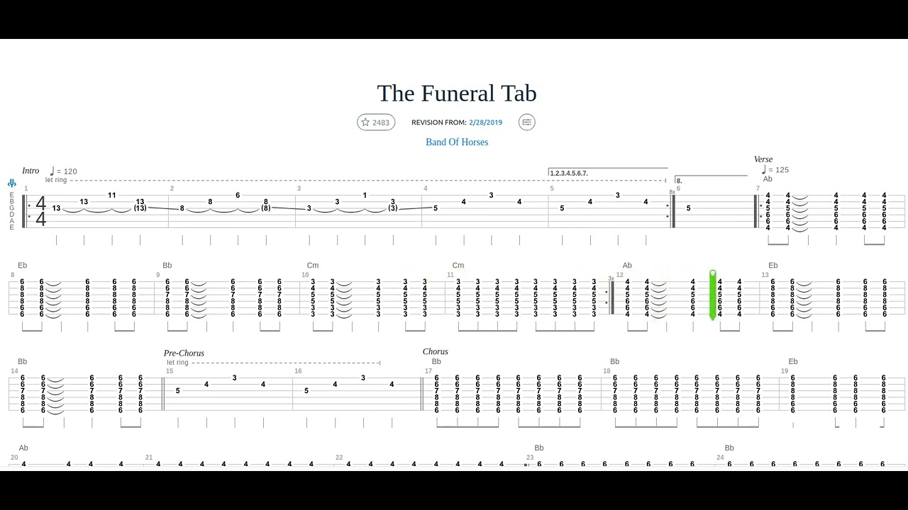 Band Of Horses The Funeral Tab