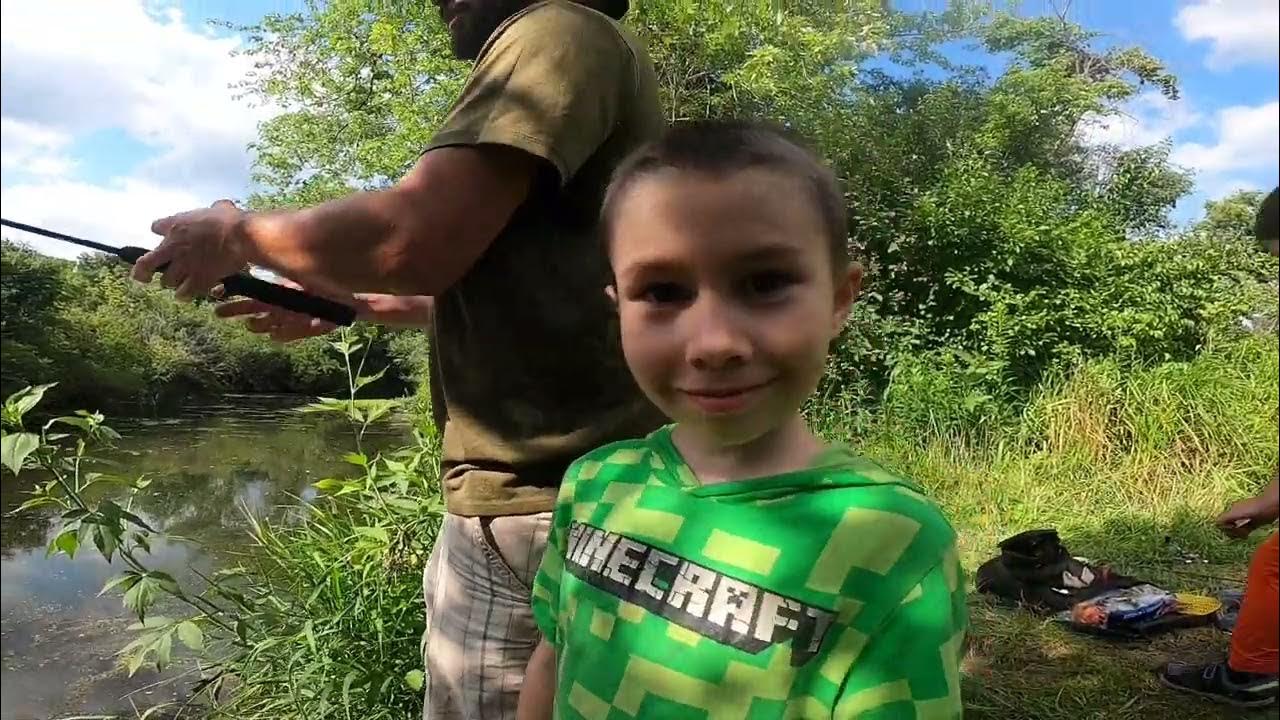 Fishing a Creek Catching everything! Kids Fishing Rock Cut state