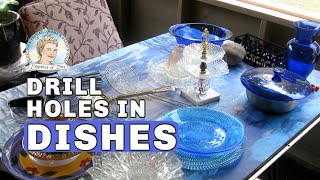 How to drill glass or ceramic dishes for garden art flowers