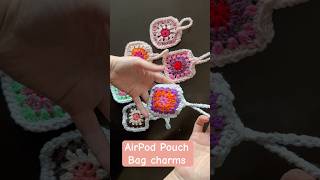 2 Granny squares = crochet bag charm , AirPod pouch #crochet #custompouch #crochetbagcharm