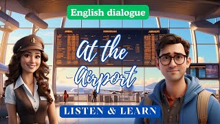 At the airport | English dialogue | English Listening - Speaking skills | Speak English
