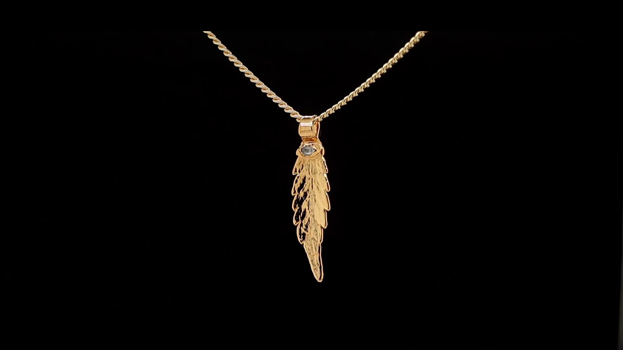 24k Cannabis Leaf Pendant with Herkimer Diamond