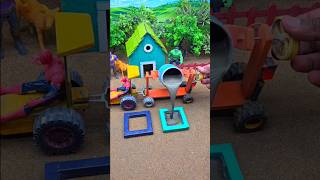 😱 Real Working Mini Tractor Making Cement Pillar | Amazing DIY Construction Machine 🚜 #shorts
