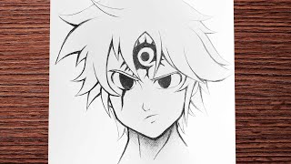 Easy Anime Sketch How To Draw Meliodas Anime Boy Drawing Step By Step For Beginners