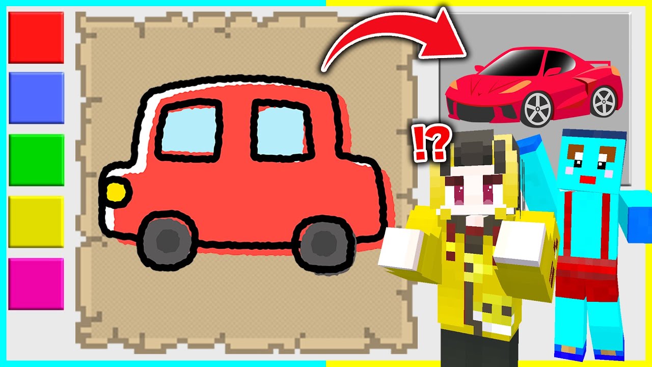 自分で描いた乗り物を使ってPVPバトルwwww 【 マイクラ / Minecraft 】