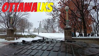 Ottawa rain walk after heavy snowfall through Sandy Hill & Lower Town - Ottawa Walking Tour Dec 2021