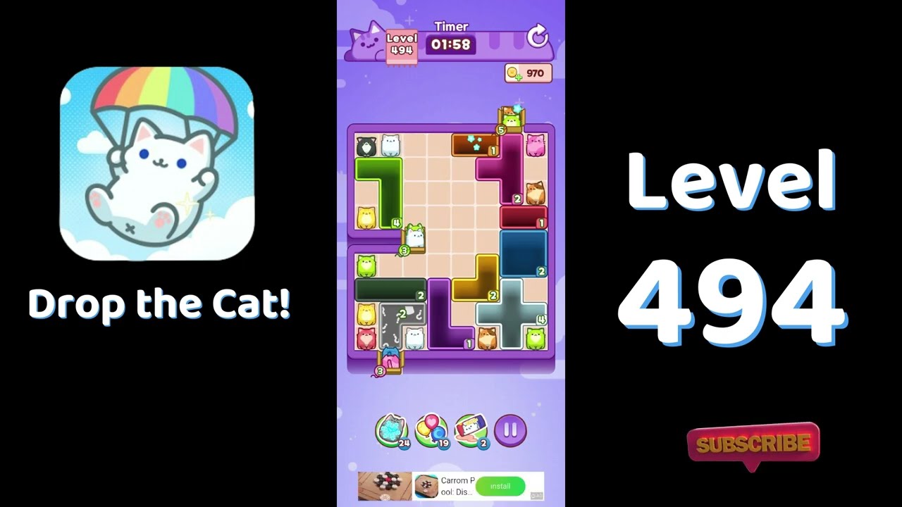 🎮 Drop the Cat! Level 494 Walkthrough | Fun Candy Puzzle
