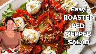 Easy Roasted Red Pepper Salad with Roasted Garlic Dressing