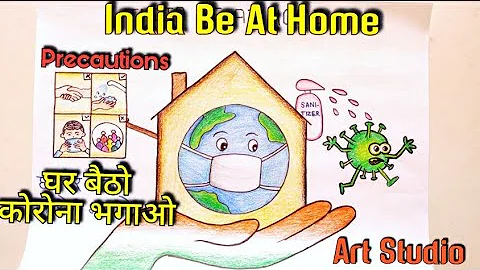 Drawing of Coronavirus / Save Earth from Corona Virus /Awareness Safety Poster / Stay home drawing