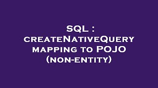 SQL : createNativeQuery mapping to POJO (non-entity)