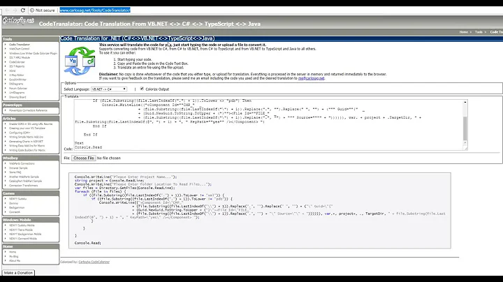 How To Convert Between languages C# to VB NET and VB net to C# and C# to Typescript and C# to Java a