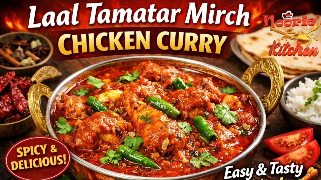 Red Tomato Chilli Chicken Curry | Laal Tamatar Mirch Chicken Recipe