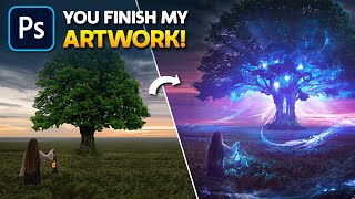 YOU Finish My ARTWORK | Photoshop Challenge S1 EP2