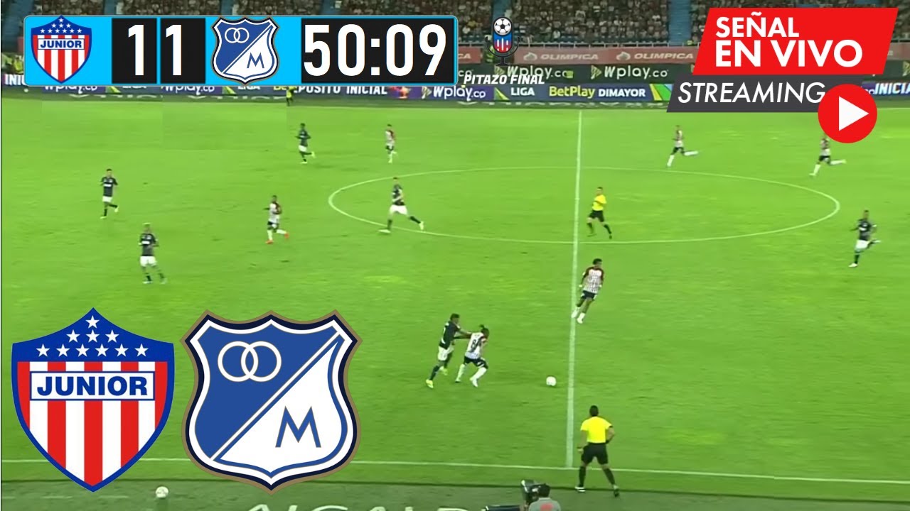 JUNIOR VS MILLONARIOS En Vivo Hoy 🔴 Liga Betplay 2025 Fecha 8 Partido ...