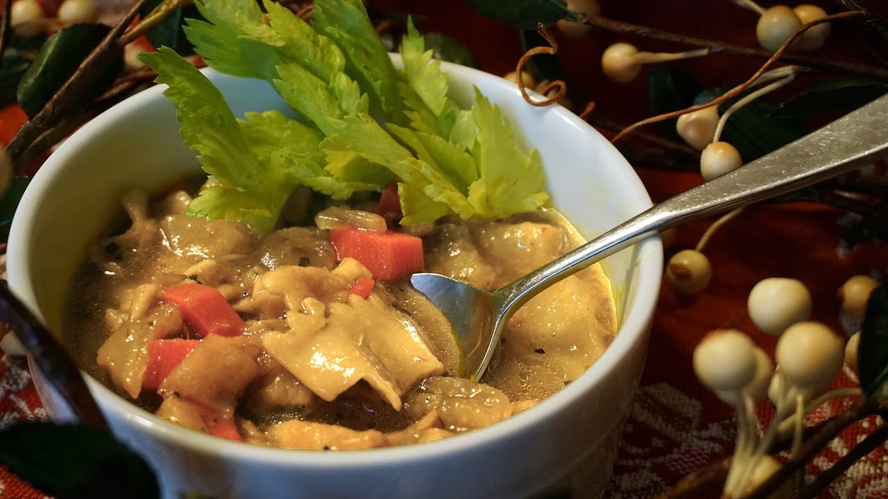 Halushki soup - hearty easy and so good - VEGAN