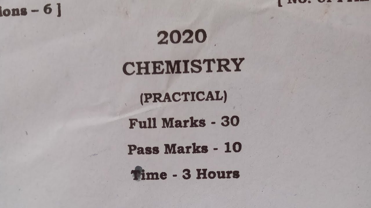 chemistry practical question paper 2020 JAC board class 12th