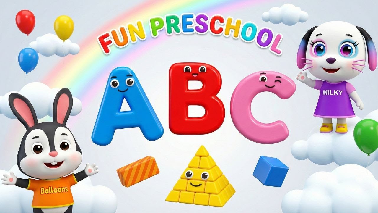 Fun Preschool Learning Video: Learn ABCs, Basic Colors, Shapes, and Numbers for Toddlers