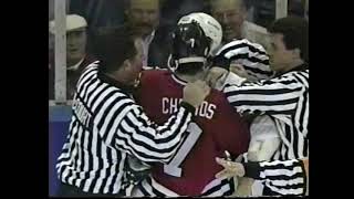 Chris Chelios vs Kelly Chase (rough) - Apr 5, 1994